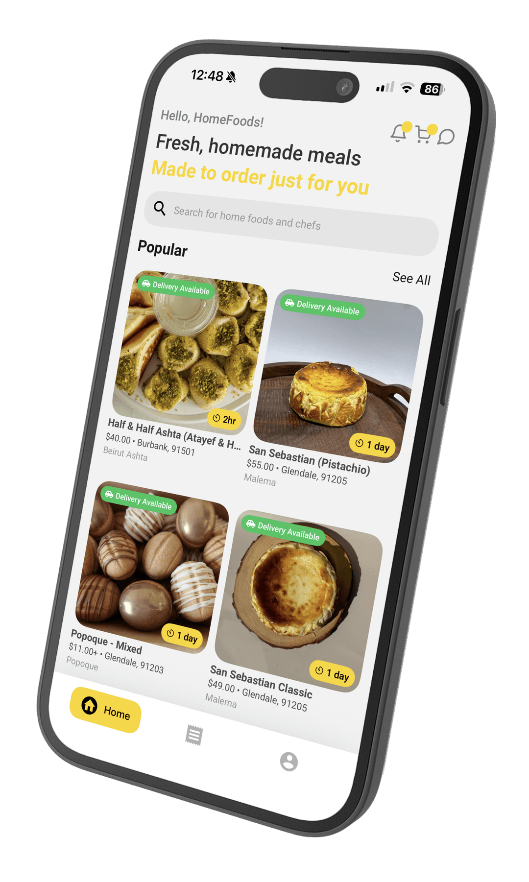 HomeFoods App Screenshot